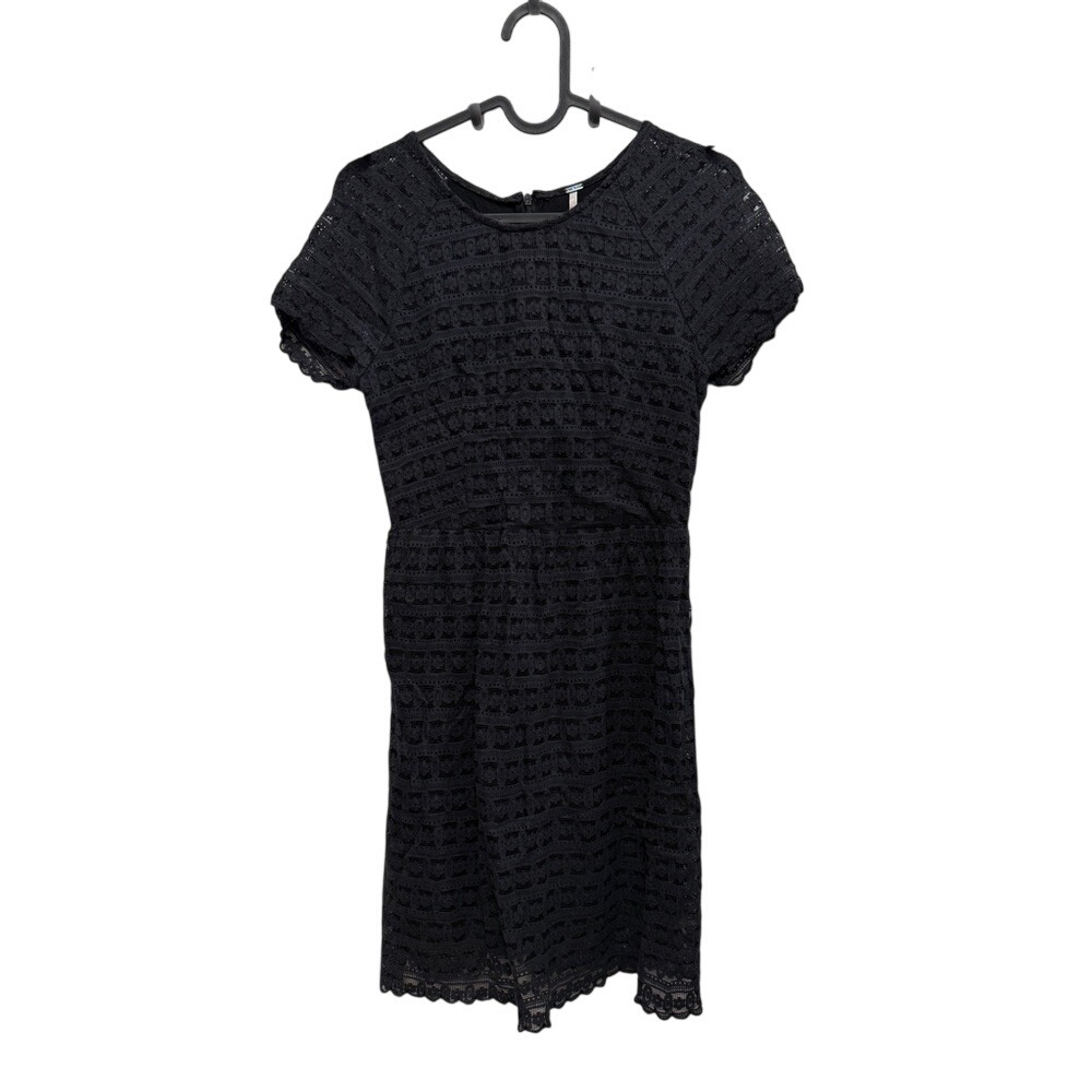 Free People‎ Black Lace Overlay Mini Skater Dress Women's 2